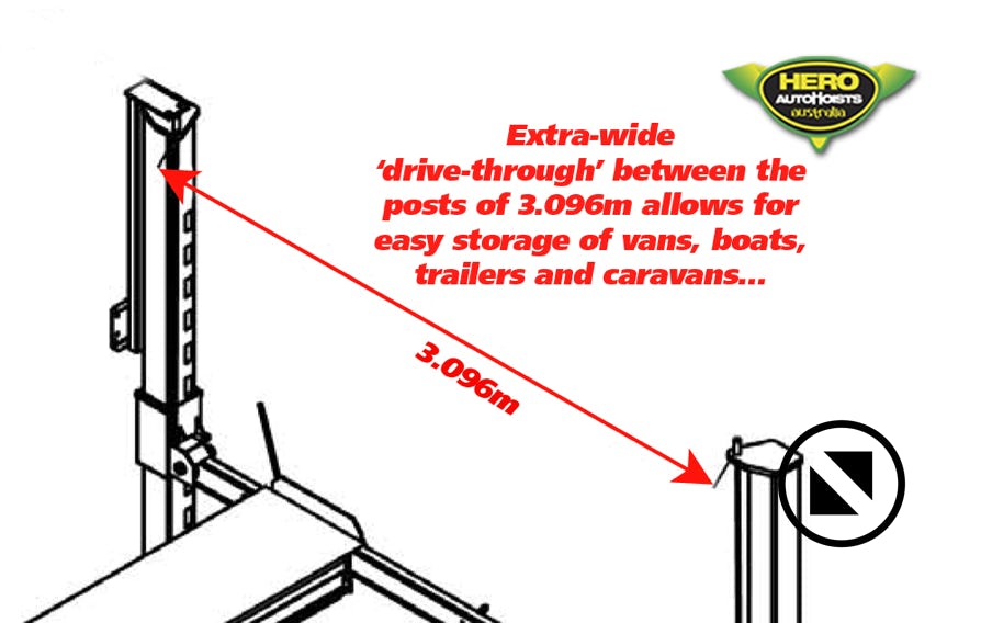 High-Lift model. Wider between the posts than the 9XL. 2 runway positions. 4000kgs Capacity
